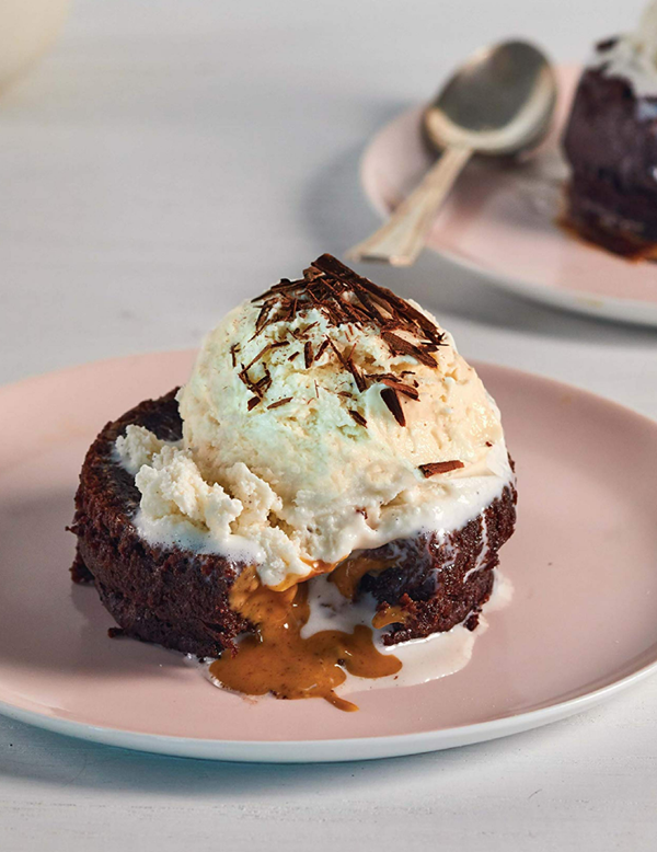 Chocolate peanut butter lava cakes
