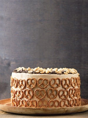 Chocolate-peanut butter pretzel layer cake