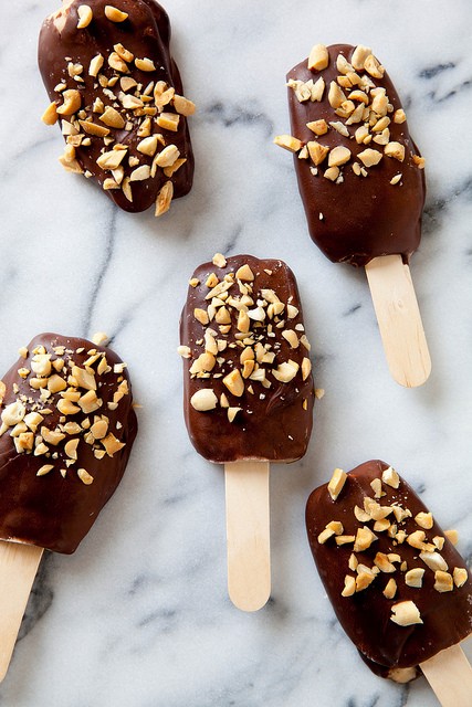 Chocolate peanut butter pudding popsicles