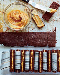Chocolate-peanut butter shortbread sandwich cookies