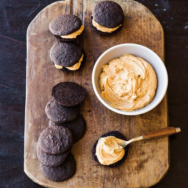 Chocolate-peanut butter whoopie pies