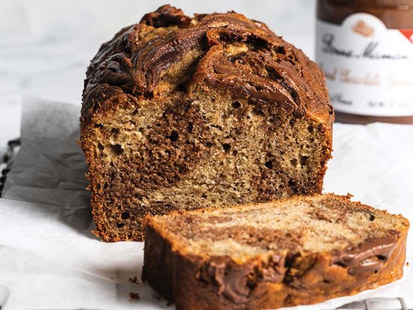 Chocolate peanut-swirled banana bread