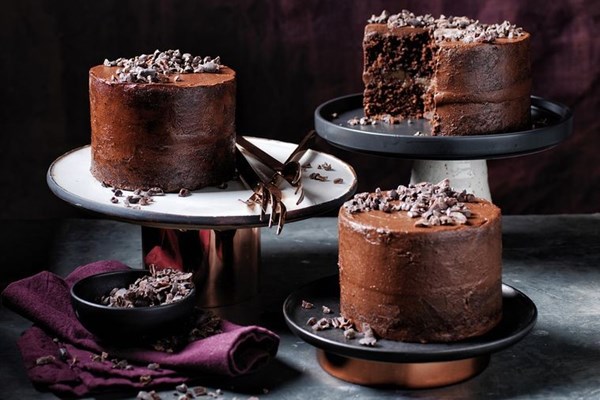 Chocolate, pear, ginger & coconut cakes