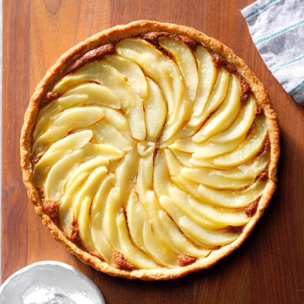 Chocolate pear hazelnut tart
