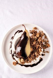 Chocolate pears and granola