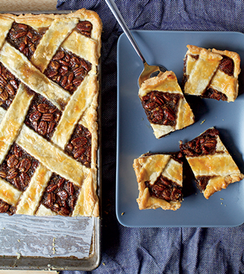 Chocolate pecan slab pie