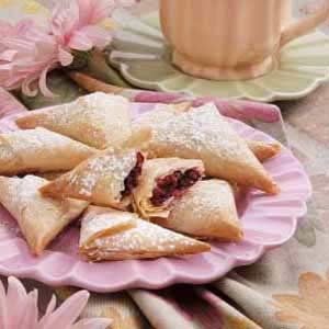 Chocolate phyllo triangles