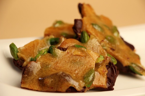 Chocolate pistachio brittle