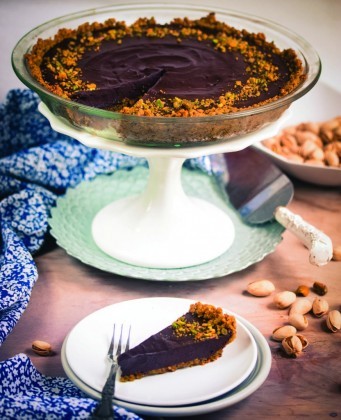 Chocolate pistachio tart