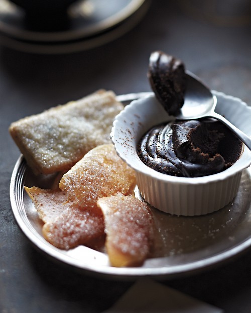 Chocolate pots de crème with mahleb