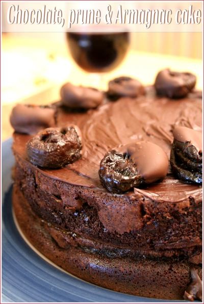 Chocolate, prune and Armagnac cake