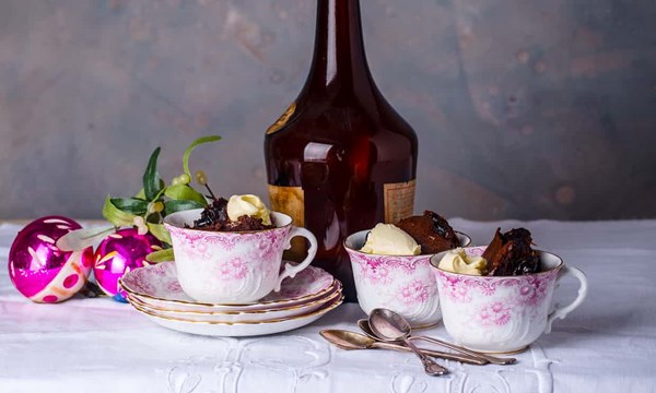 Chocolate prune and Armagnac puddings