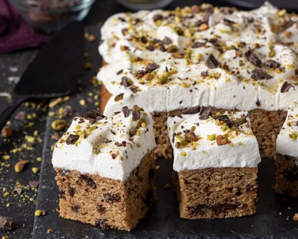 Chocolate prune cannoli cake