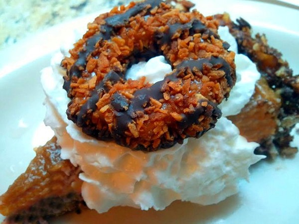 Chocolate pudding pie in a samoas cookie crust