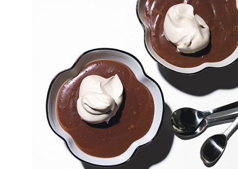 Chocolate pudding with espresso whipped cream
