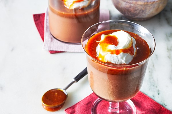 Chocolate puddings with miso caramel