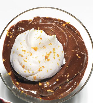 Chocolate puddings with orange whipped cream