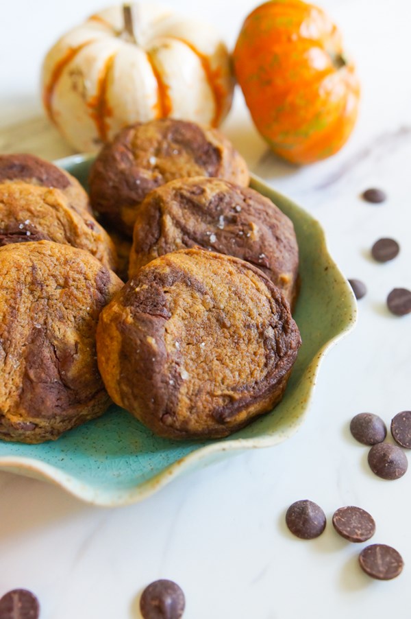 Chocolate pumpkin swirl cookies