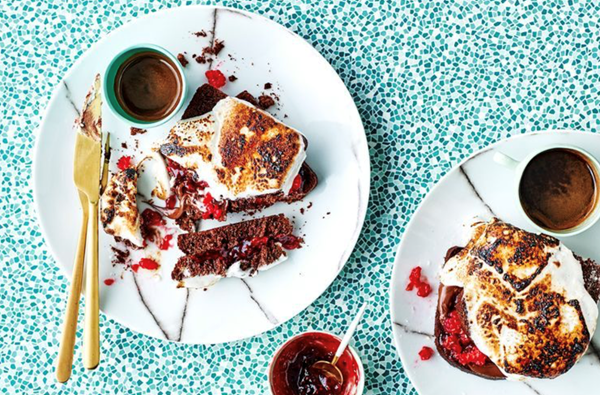 Chocolate raspberry brioche marshmallow sandwiches