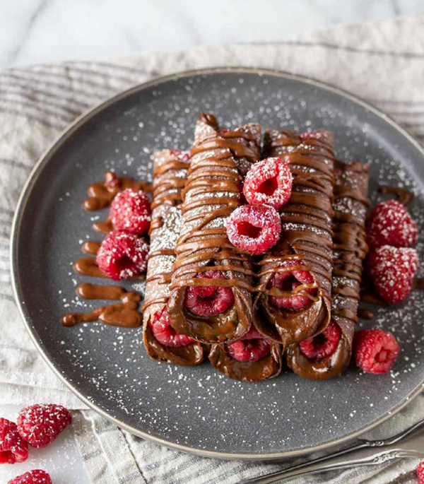 Chocolate-raspberry crepes