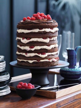 Chocolate-raspberry layer cake