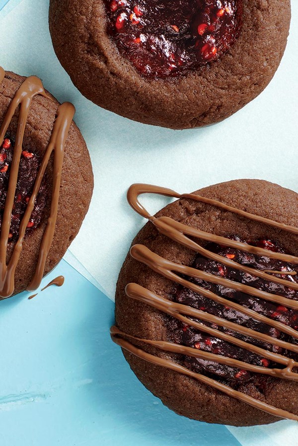 Chocolate-raspberry thumbprints