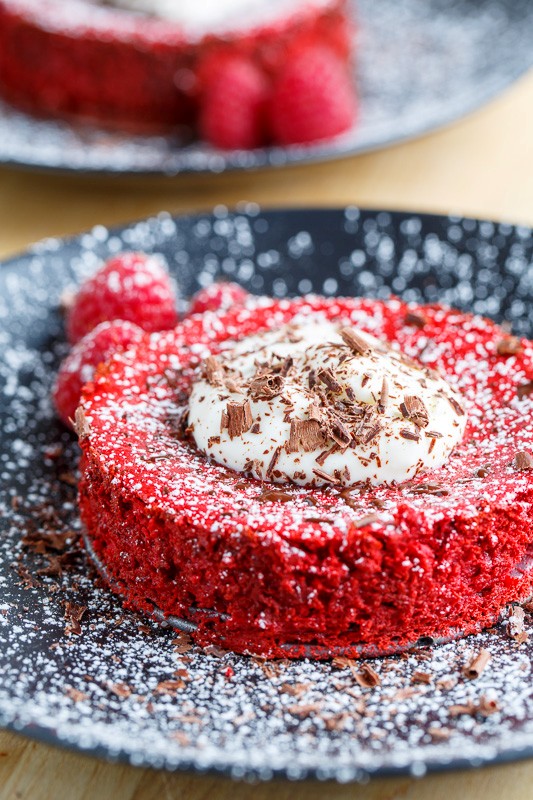 Chocolate red velvet cheesecake for two
