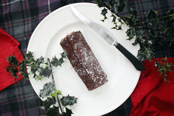 Chocolate roulade with chestnut cream