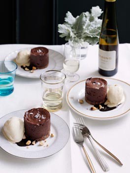Chocolate, salted caramel and hazelnut delice