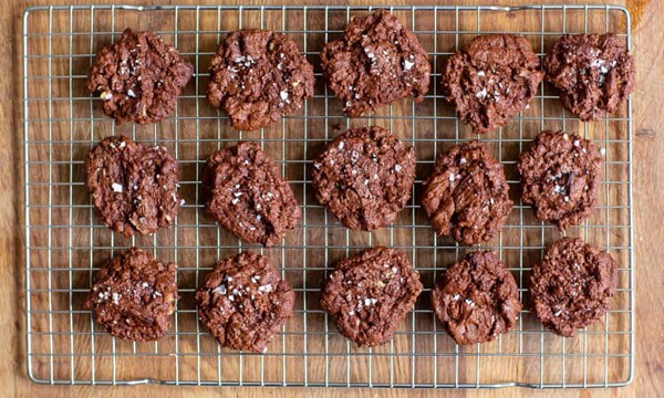 Chocolate salted rye cookies