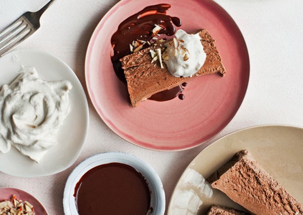 Chocolate semifreddo with chile-chocolate sauce