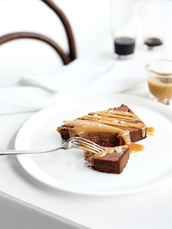 Chocolate semifreddo with salted caramel