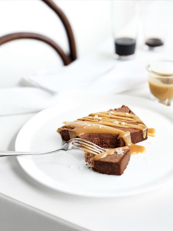 Chocolate semifreddo with salted caramel