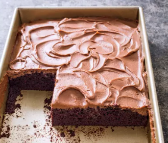 Chocolate sheet cake with milk chocolate frosting