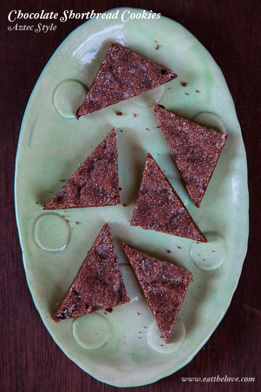 Chocolate shortbread cookies, Aztec style