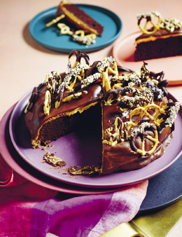 Chocolate sour cream peanut butter cake