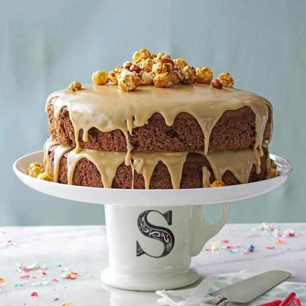 Chocolate spice cake with caramel icing