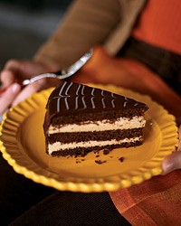 Chocolate spider cake with caramel-coffee mousse