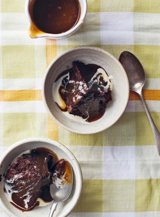 Chocolate steamed pudding with salted caramel sauce