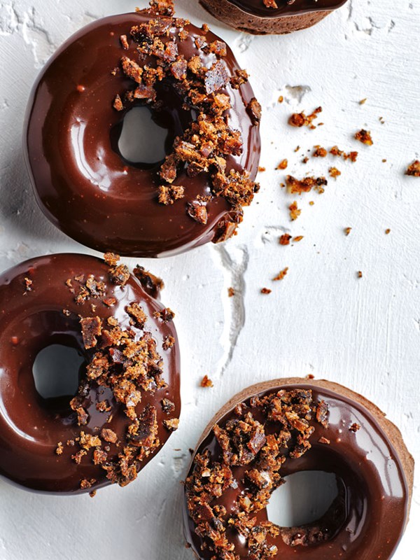 Chocolate stout doughnuts with chipotle stout praline