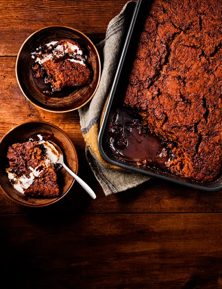Chocolate stout self-saucing pudding