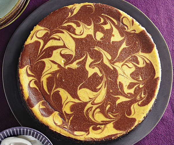 Chocolate-swirled pumpkin cheesecake