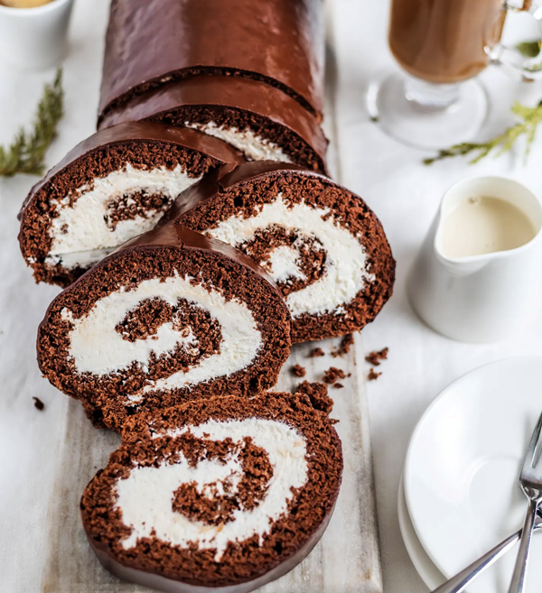 Chocolate Swiss roll cake