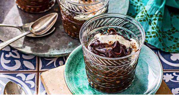 Chocolate tahini and baharat pots