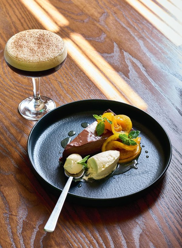 Chocolate tart with candied mandarin