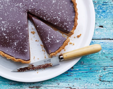 Chocolate tart with salt flakes [Kevin Gould]
