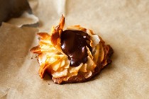 Chocolate-topped coconut macaroons [Alice Medrich]