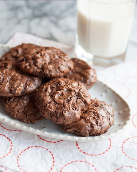 Chocolate truffle cookies with cherries & walnuts