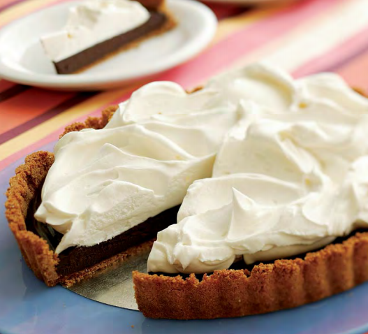 Chocolate truffle tart with whipped vanilla mascarpone topping