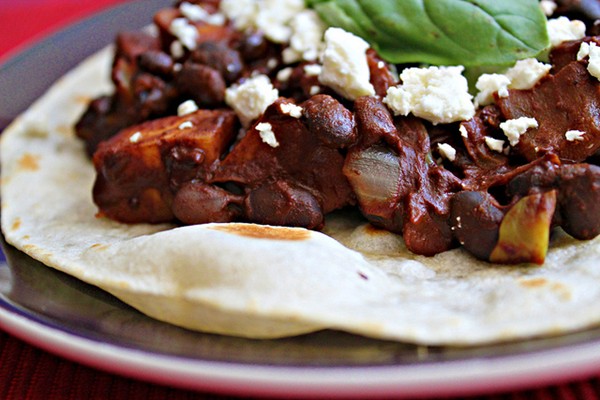 Chocolate turtle bean tostadas